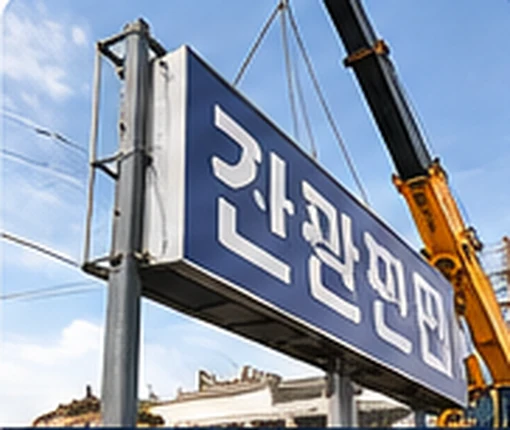 간판·시설물 관련 크레인 작업 이미지